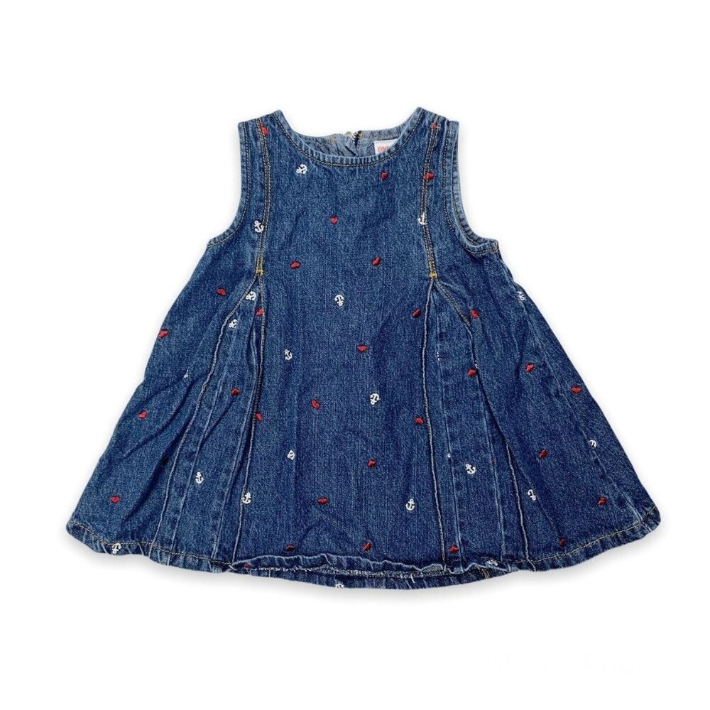{VINTAGE} Gymboree Anchors/Hearts Denim Jumper